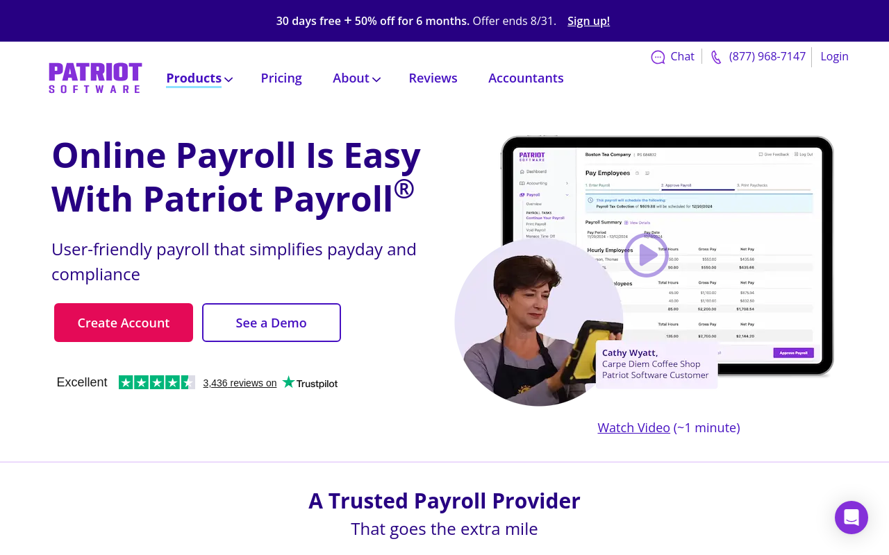Patriot Software payroll platform website